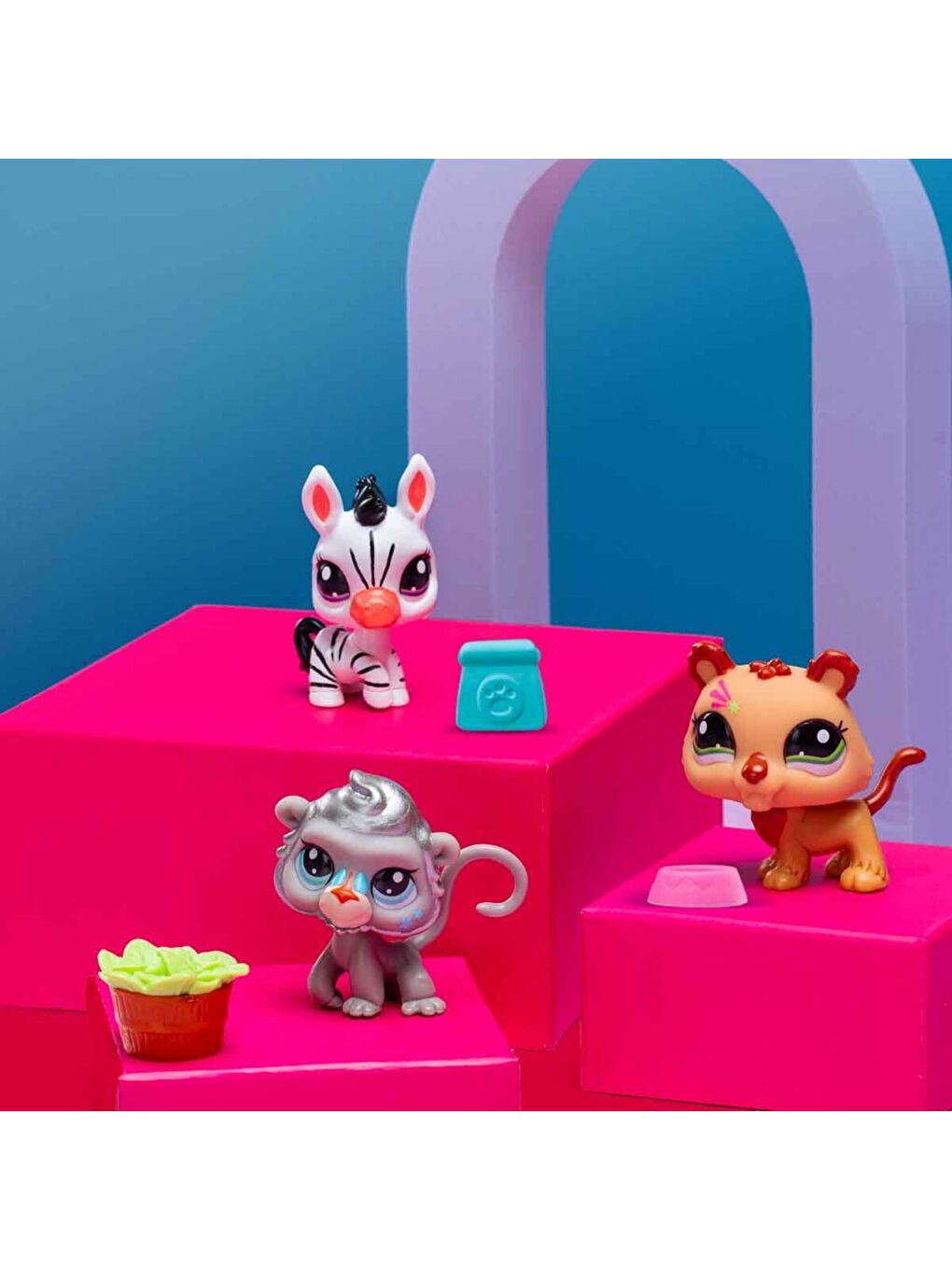 Littlest Pet Shop Minişler 3'lü Figür Seti - Zebra - Aslan - Maymun - 3