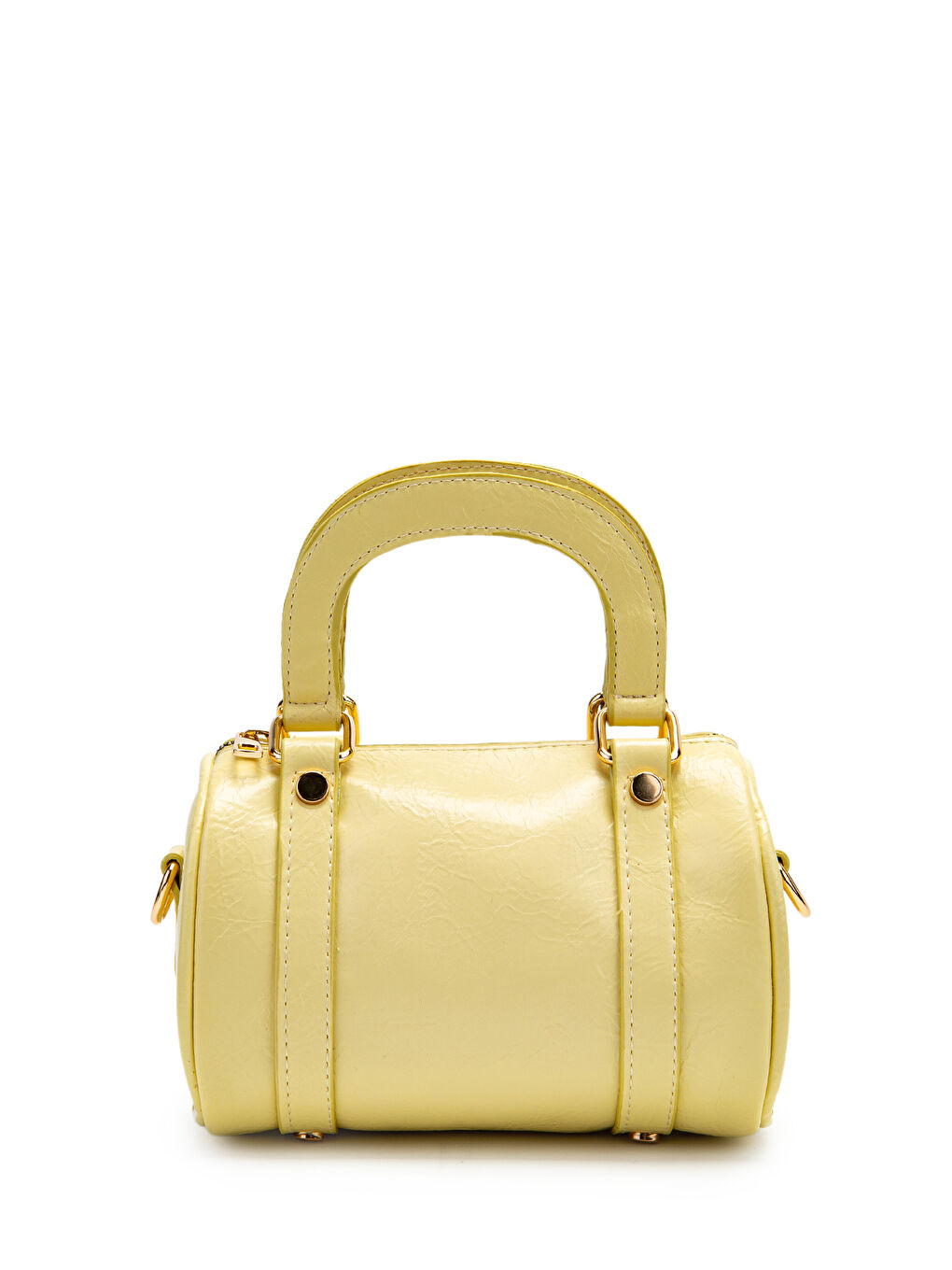 Suni Deri Lony Yuvarlak Kadın Çapraz Çanta Tereyağ Sarısı