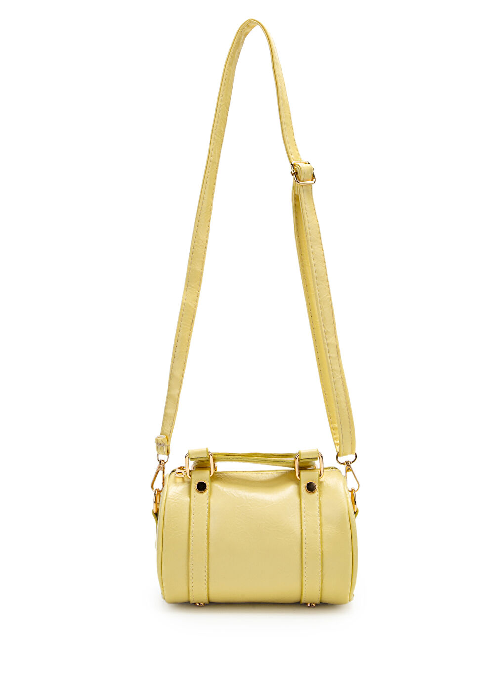 Suni Deri Lony Yuvarlak Kadın Çapraz Çanta Tereyağ Sarısı-1