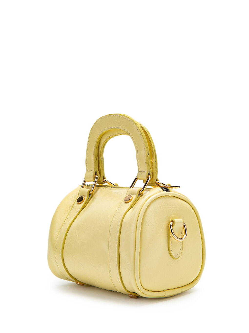 Suni Deri Lony Yuvarlak Kadın Çapraz Çanta Tereyağ Sarısı-2