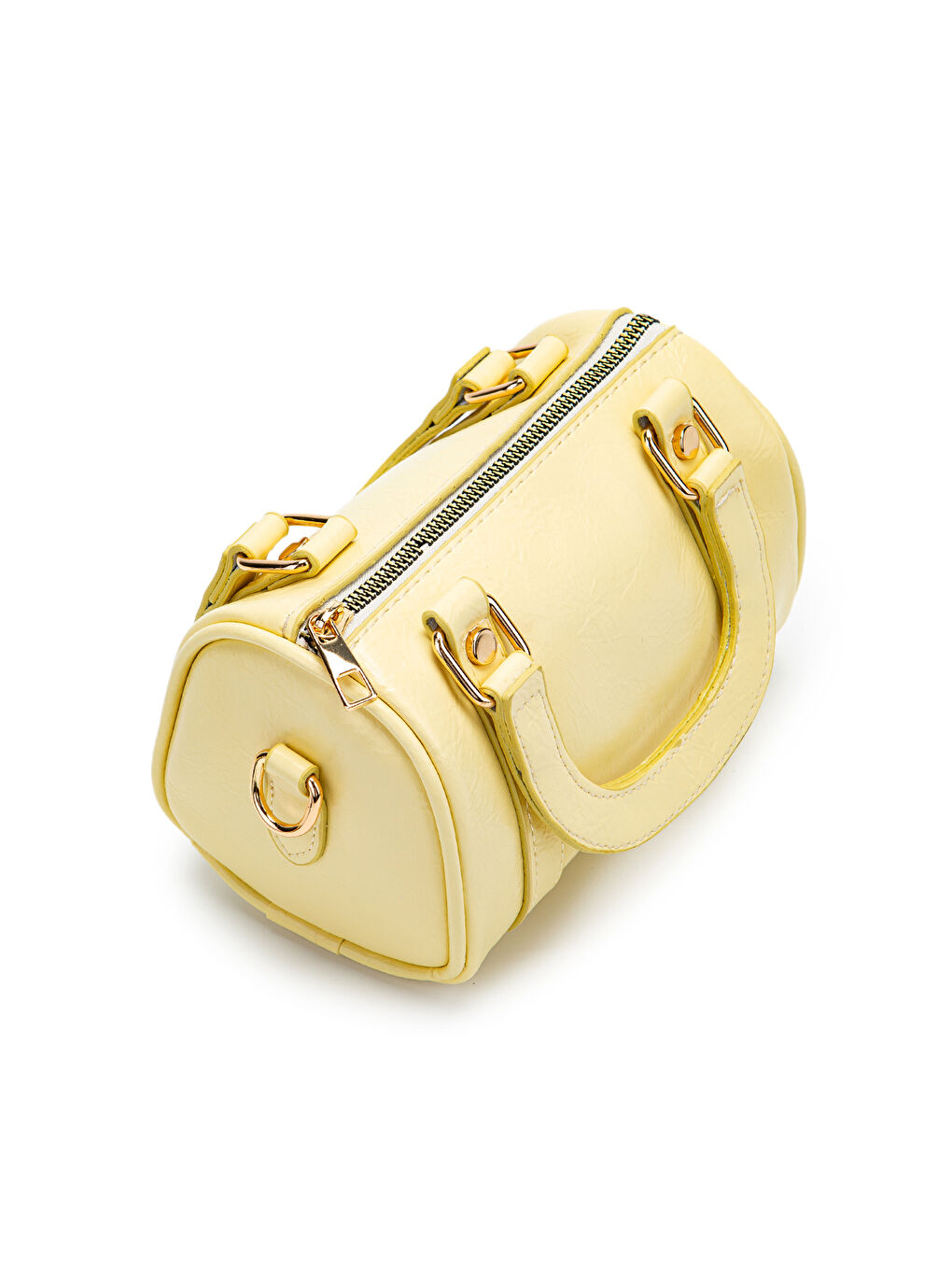 Suni Deri Lony Yuvarlak Kadın Çapraz Çanta Tereyağ Sarısı-4