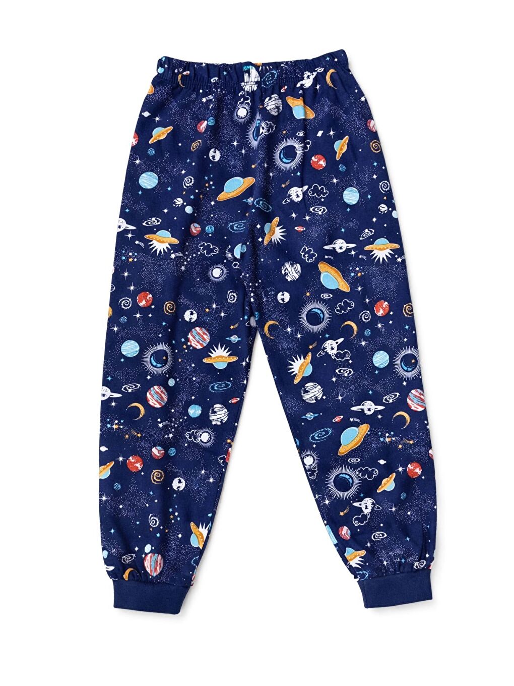 Gezegen Desenli %100 Pamuk Lacivert Çocuk Pijama Takımı-6