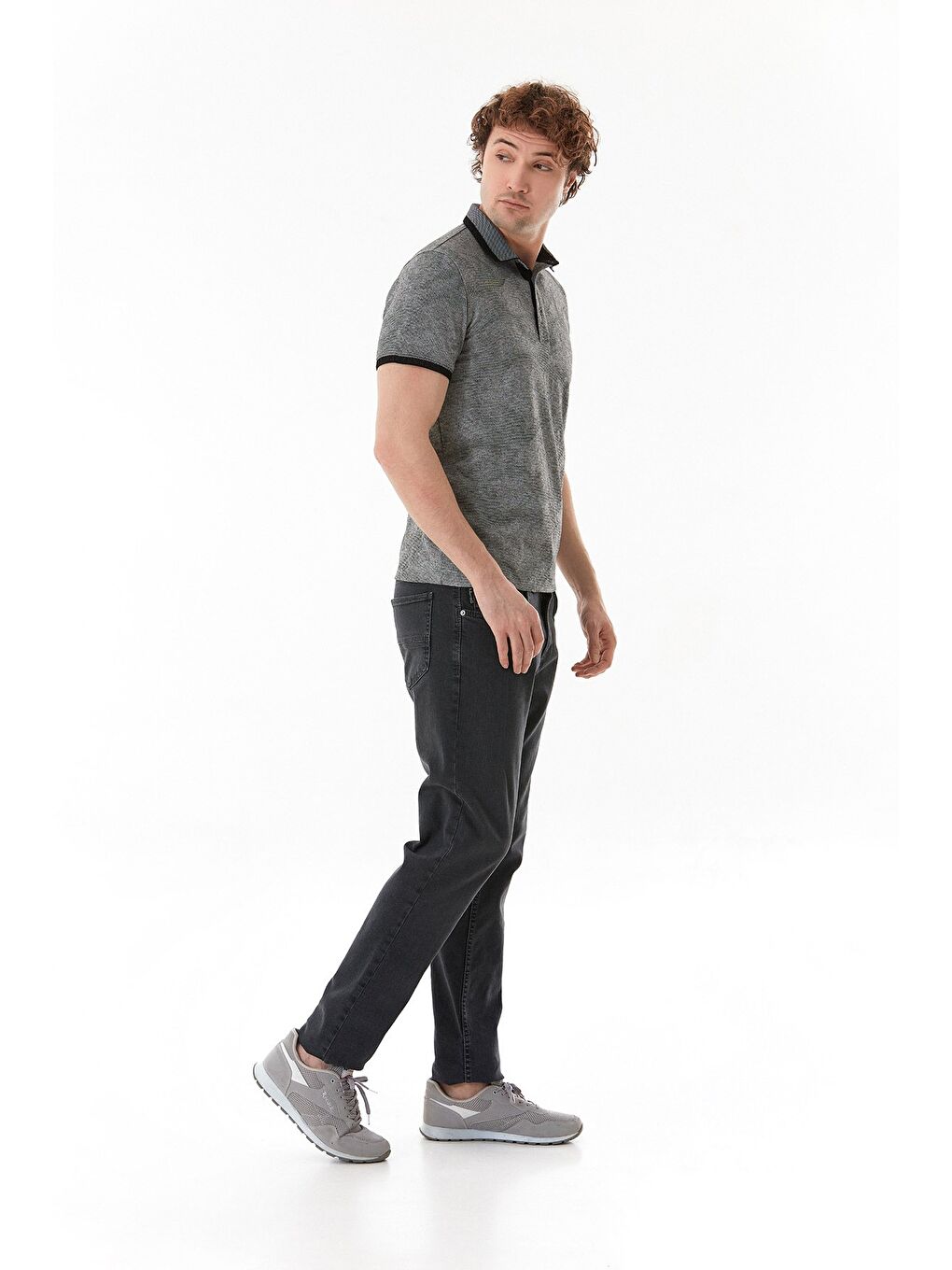 Siyah Basic Polo Yaka Slim Fit Tişört-3