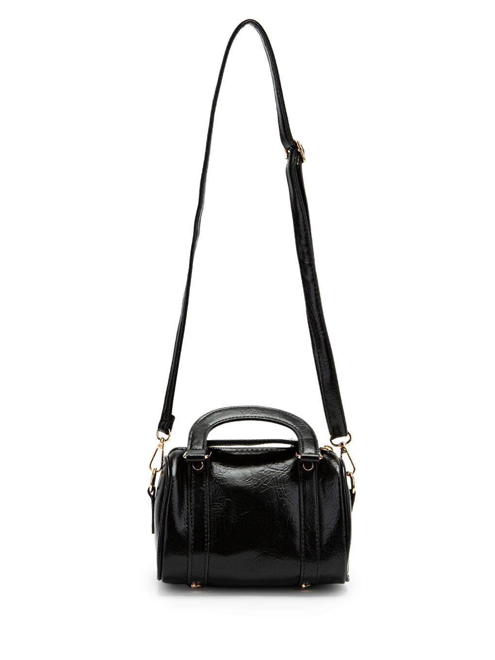 Suni Deri Lony Yuvarlak Kadın Çapraz Çanta Siyah-1