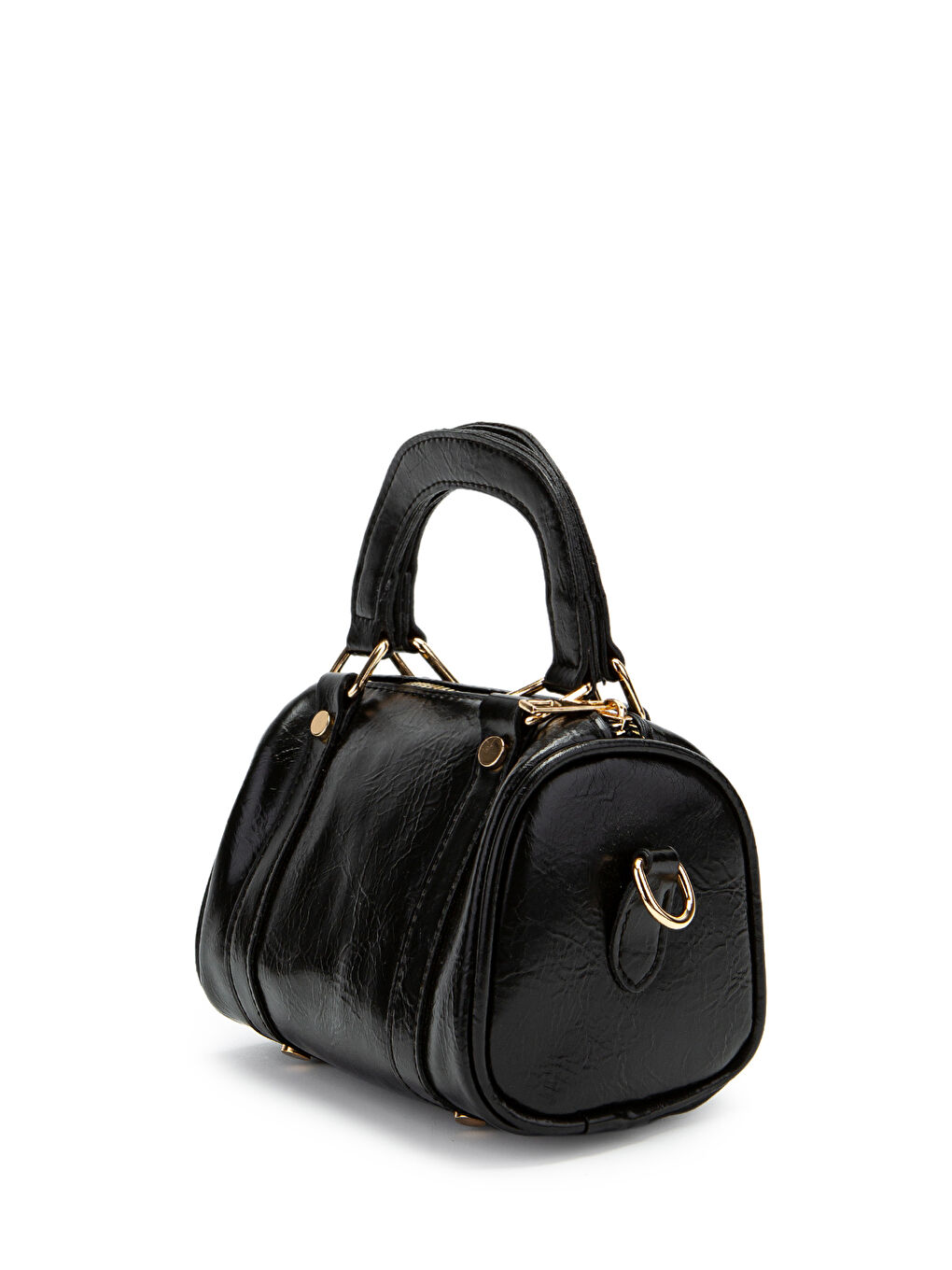 Suni Deri Lony Yuvarlak Kadın Çapraz Çanta Siyah-2