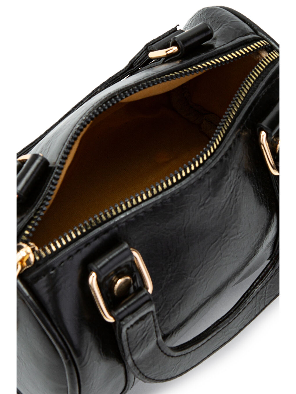 Suni Deri Lony Yuvarlak Kadın Çapraz Çanta Siyah-5