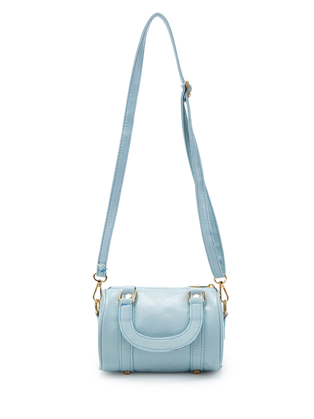 Suni Deri Lony Yuvarlak Kadın Çapraz Çanta Bebe Mavi-1