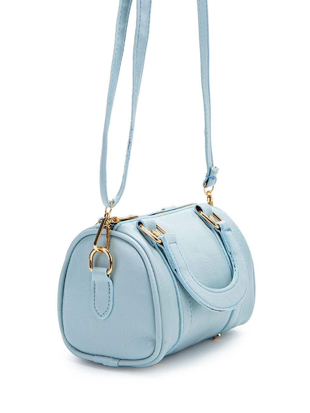 Suni Deri Lony Yuvarlak Kadın Çapraz Çanta Bebe Mavi-3