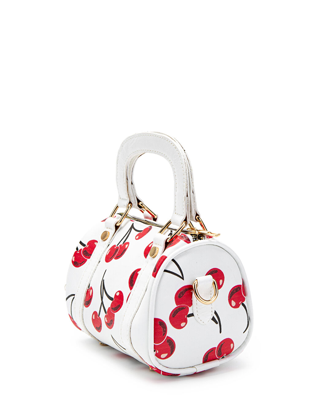 Beyaz Suni Deri Lony Yuvarlak Kadın Çapraz Çanta Desenli-1