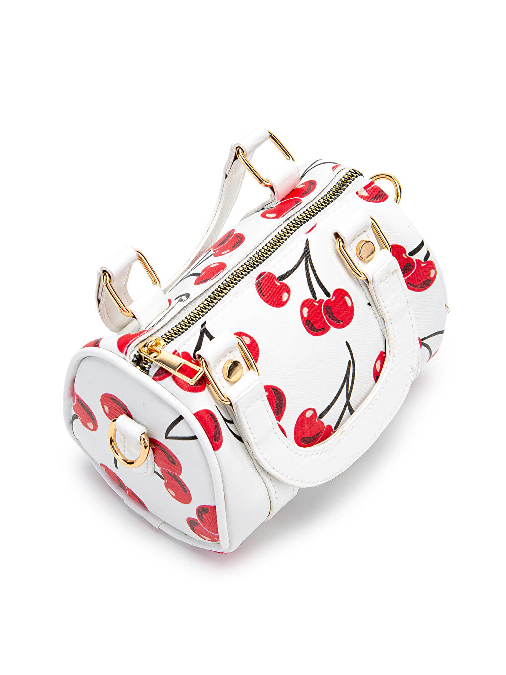 Beyaz Suni Deri Lony Yuvarlak Kadın Çapraz Çanta Desenli-3