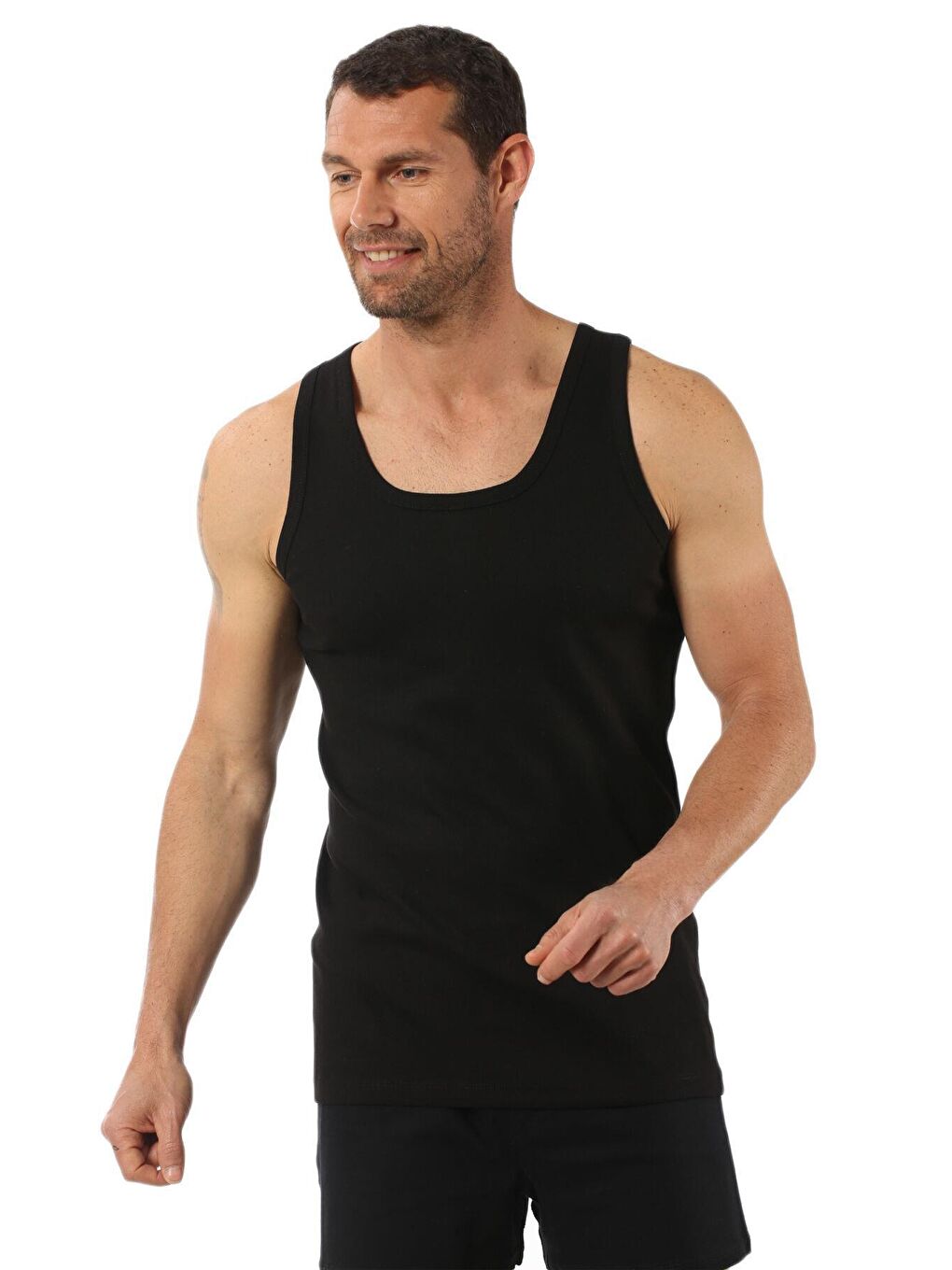 Erkek Pamuklu Modal Esnek Atlet Siyah | K10852-2