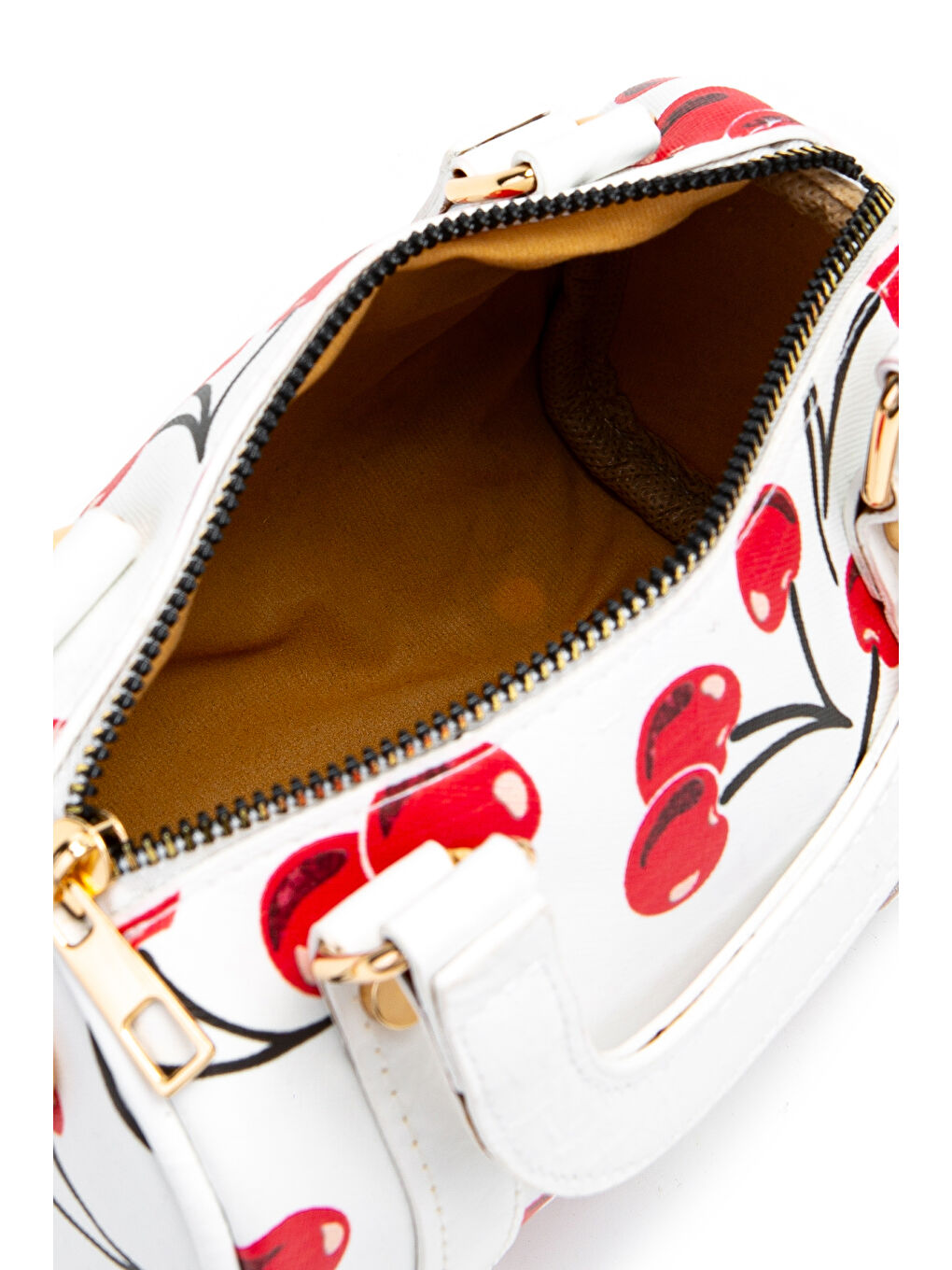 Beyaz Suni Deri Lony Yuvarlak Kadın Çapraz Çanta Desenli-4