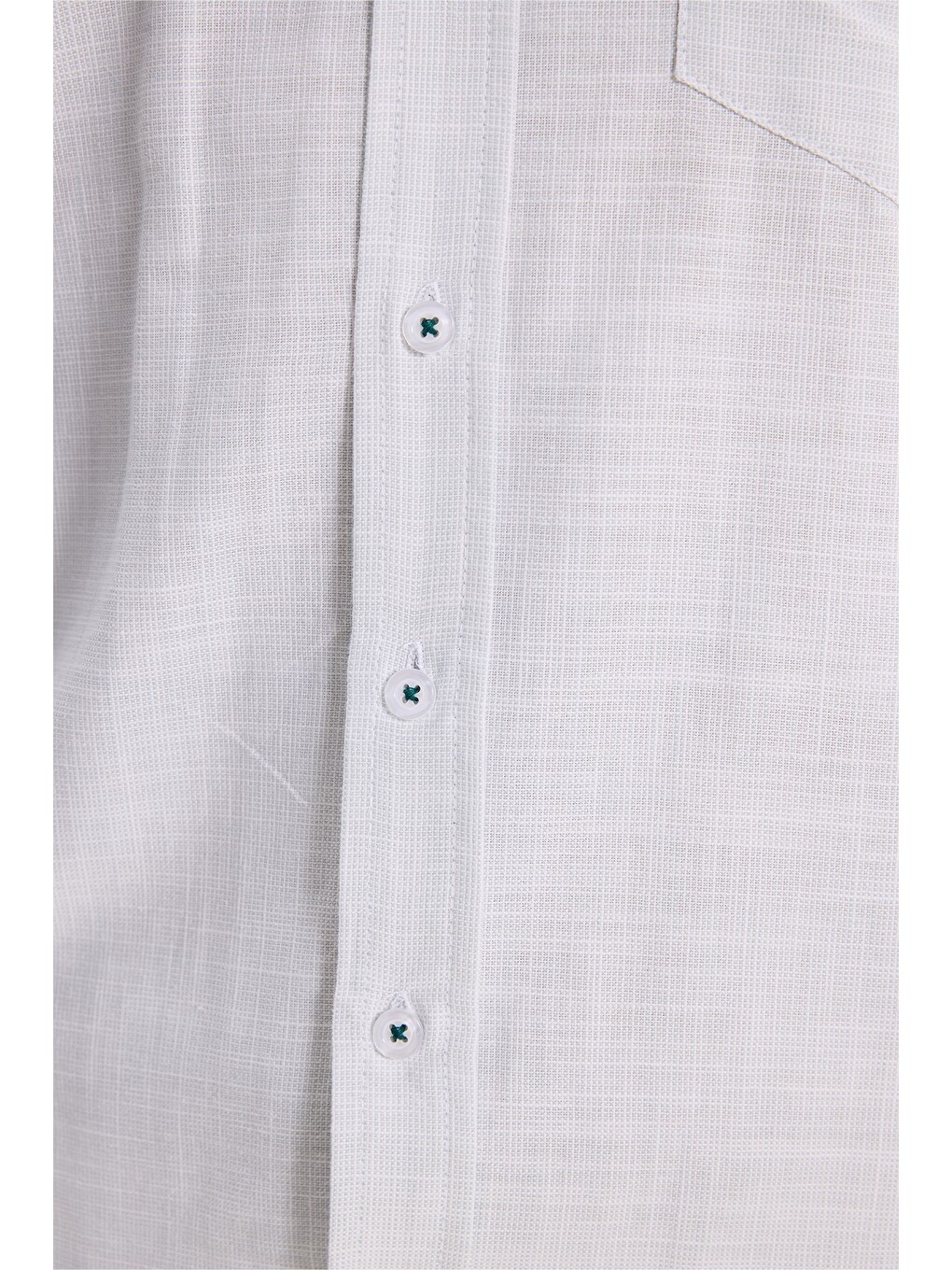 Erkek Regular Fit Klasik Kesim Oversize %100 Pamuk Keten Doku Yeşil Gömlek-5