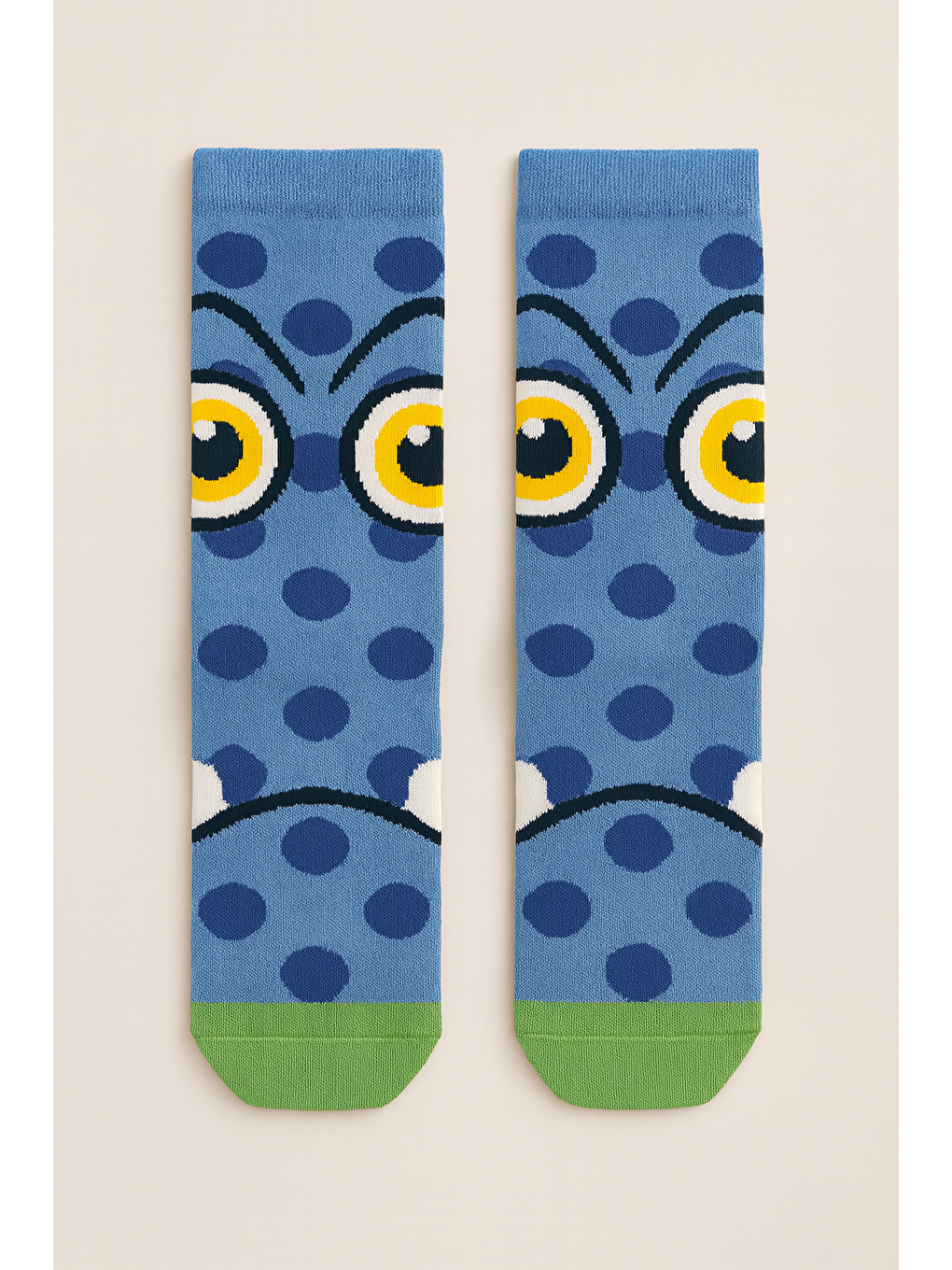Karışık Çocuk Canavar Desenli Dizaltı Çorap Mavi