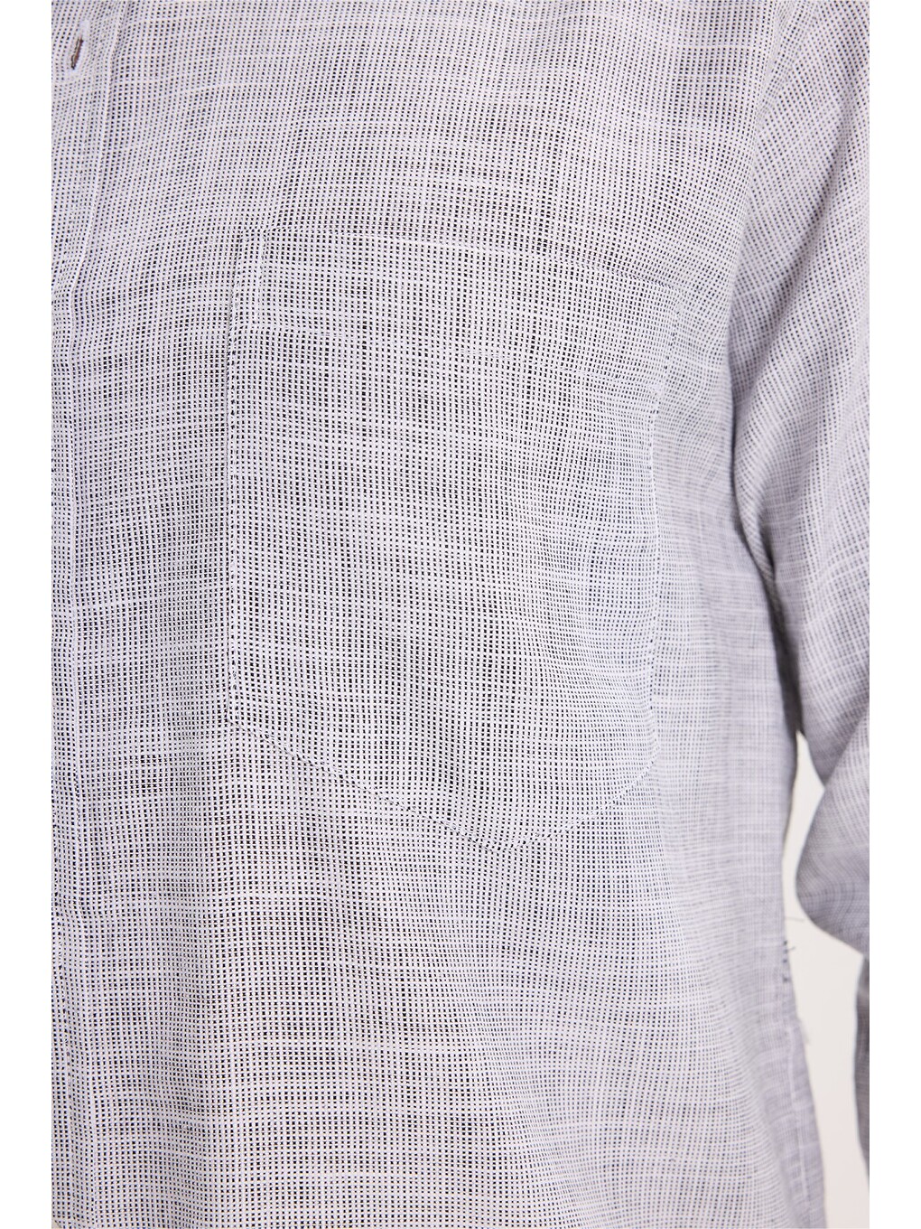 Erkek Regular Fit Klasik Kesim Oversize %100 Pamuk Keten Doku Gri Gömlek-4