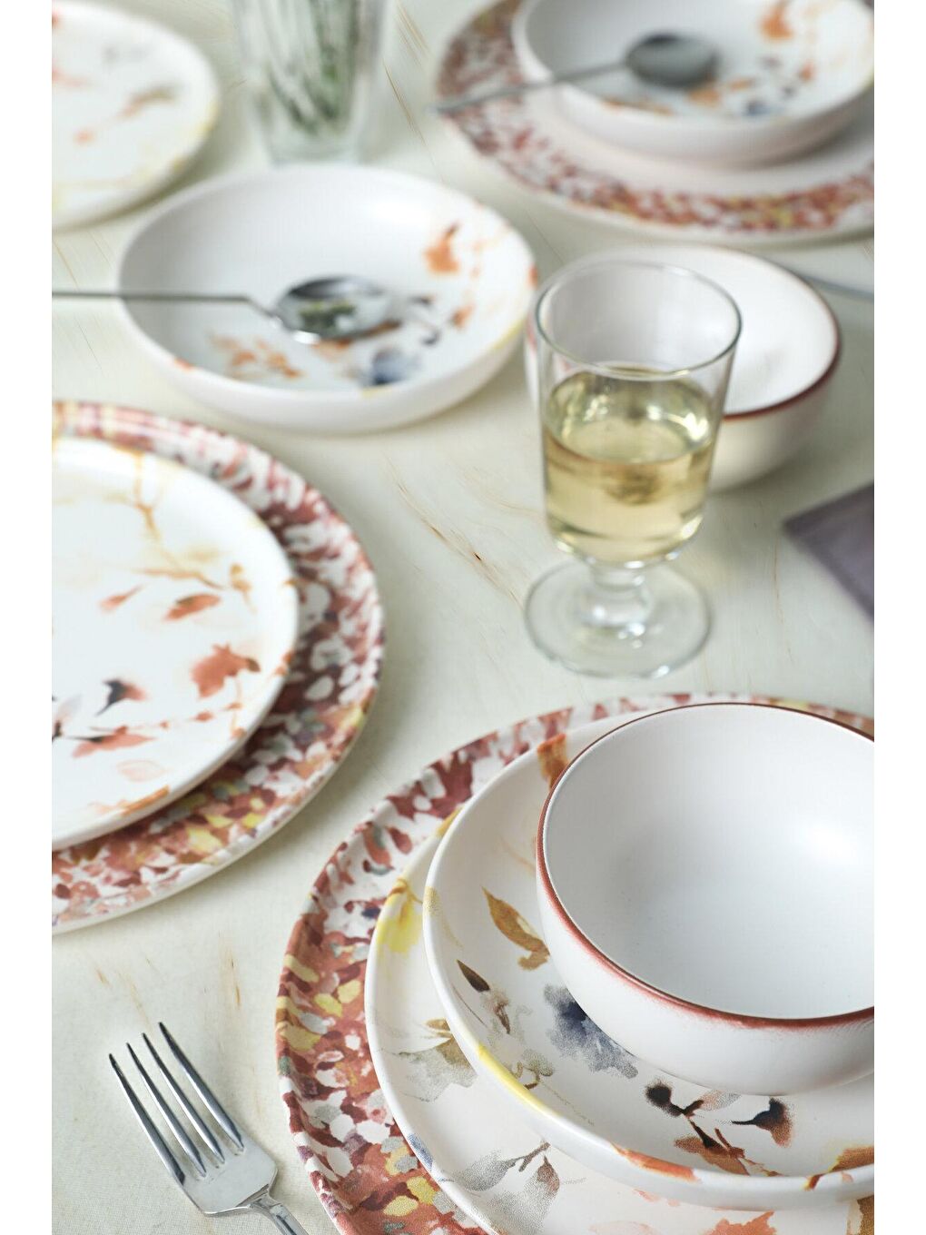 Karışık Brown Flowers Nordic Yemek Takımı 24 Parça 6 Kişilik-4