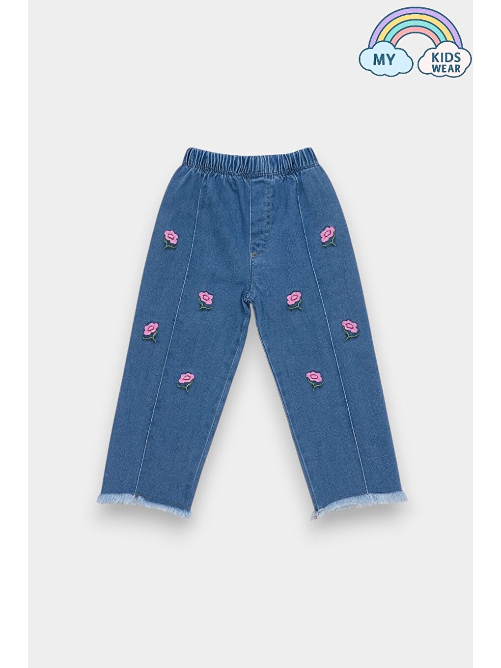 Lacivert Kız Çocuk Rahat Kesim Jean Pantolon 2-7 Yaş 12352