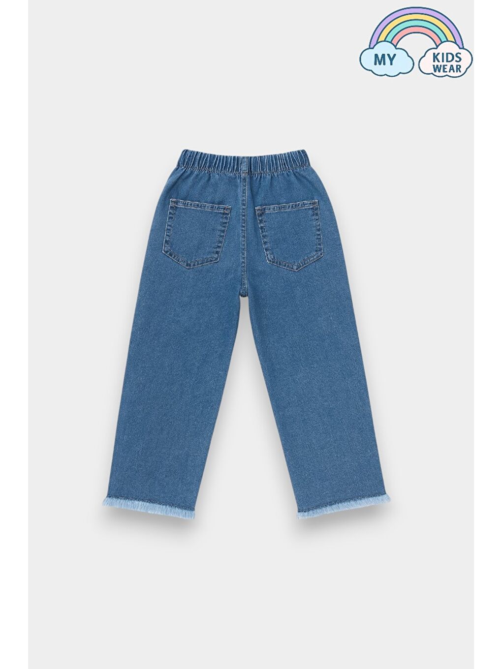 Lacivert Kız Çocuk Rahat Kesim Jean Pantolon 2-7 Yaş 12352-1