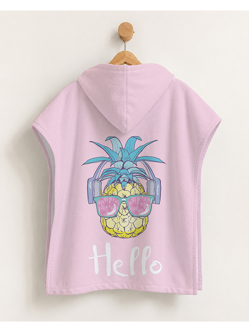 Pembe Tropikal Ananas Desenli Kız Çocuk Panço Havlu-1