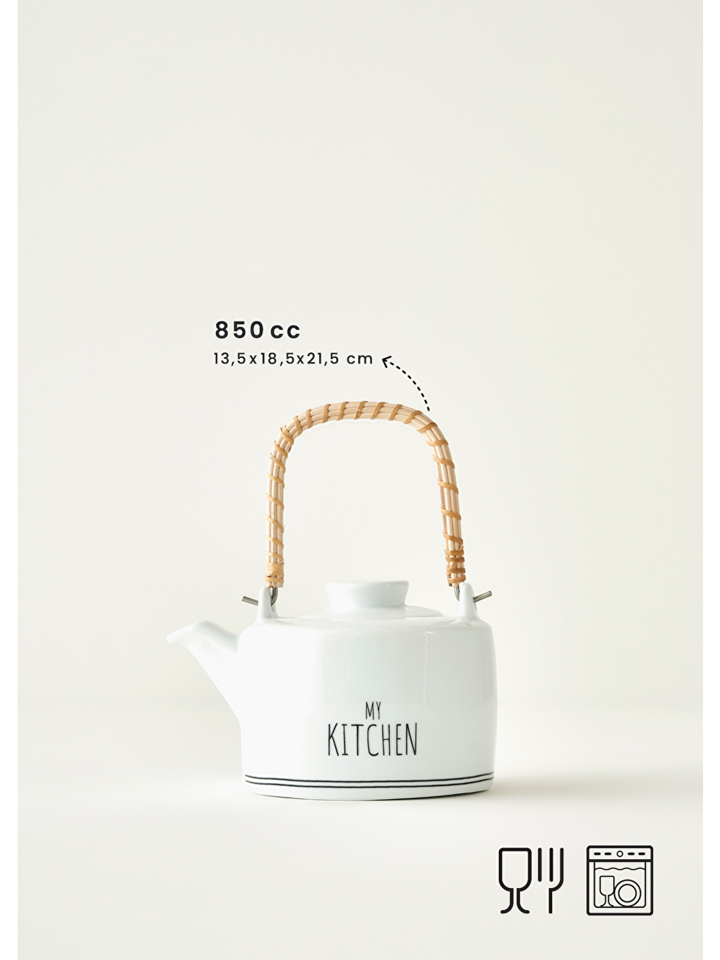My Kitchen Porselen Demlik Beyaz (850 cc)-4