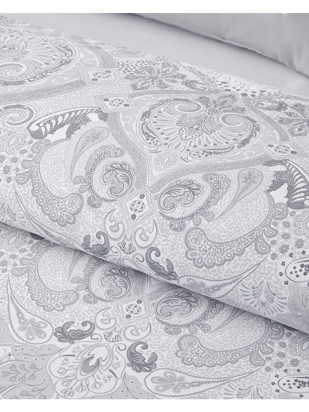 Gri Paisley Serenade Pamuk Saten Çift Kişilik Nevresim Takımı 200x220 cm Gümüş-3