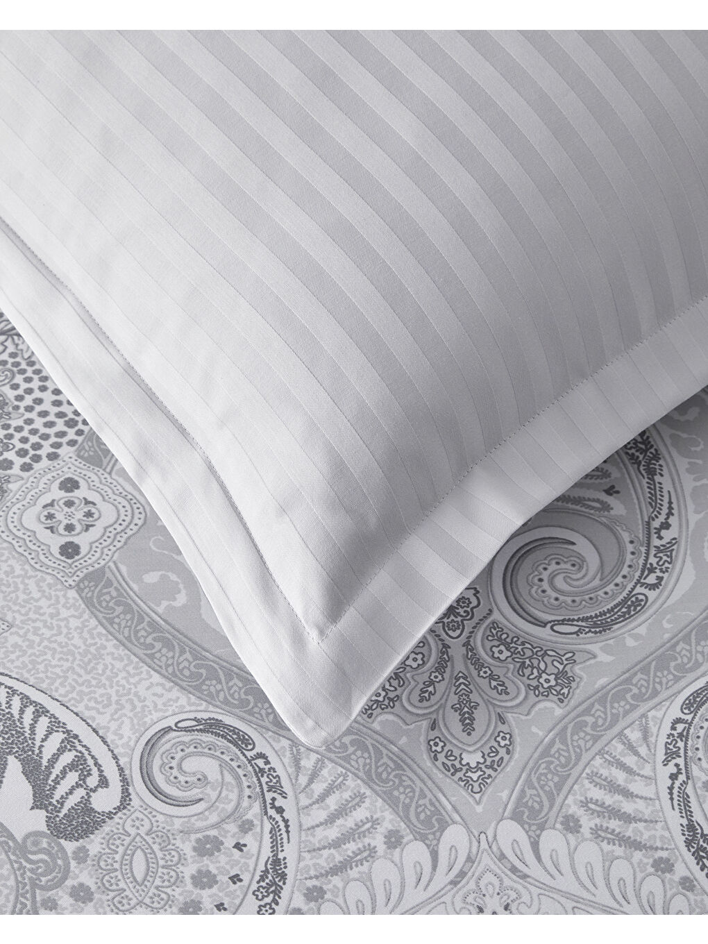 Gri Paisley Serenade Pamuk Saten Çift Kişilik Nevresim Takımı 200x220 cm Gümüş-4