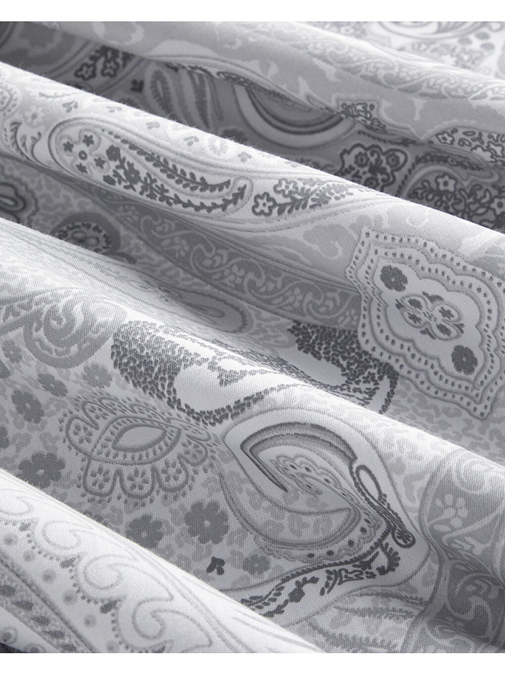 Gri Paisley Serenade Pamuk Saten Çift Kişilik Nevresim Takımı 200x220 cm Gümüş-5