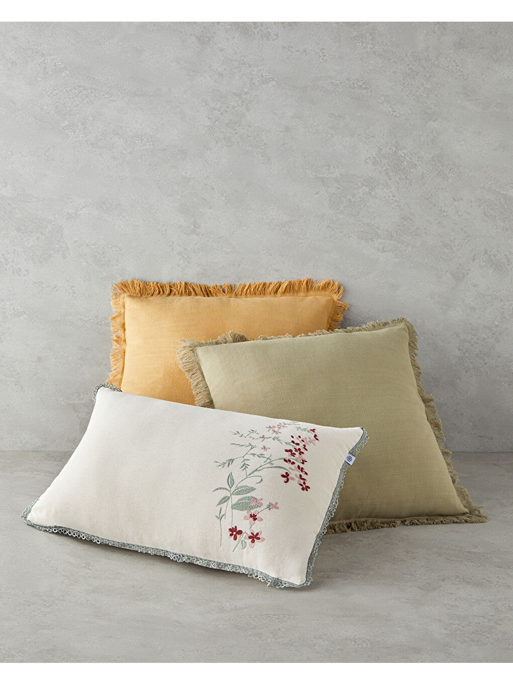 Sarı Delhi Kırlent Kılıfı 43x43 cm Hardal-3