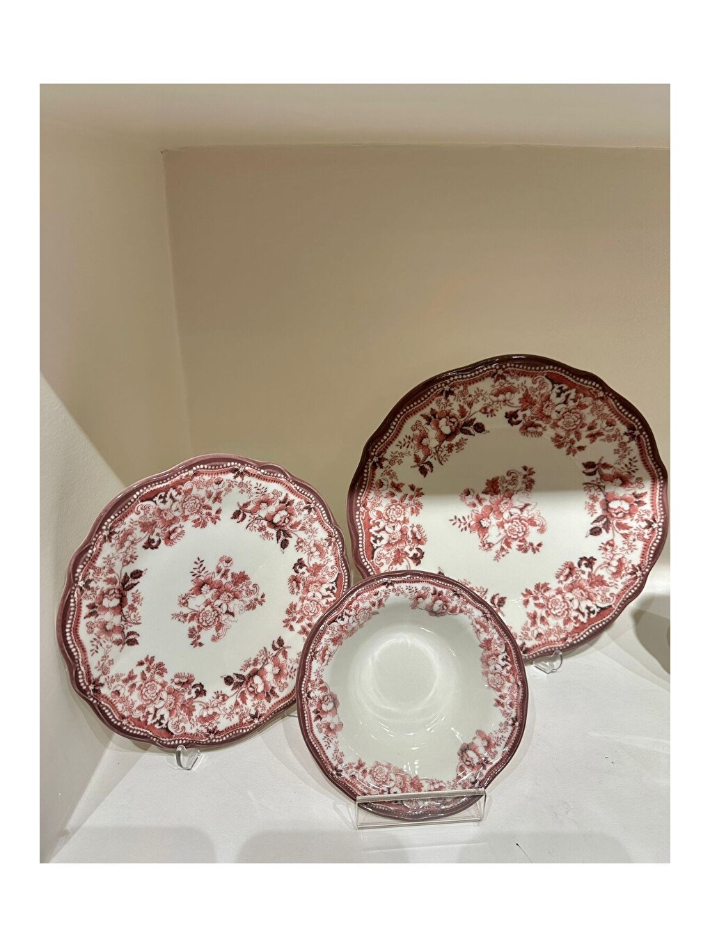 Beyaz Porselen Kadife Yemek Takımı Kestane 6 Kişilik 24 Parça-3