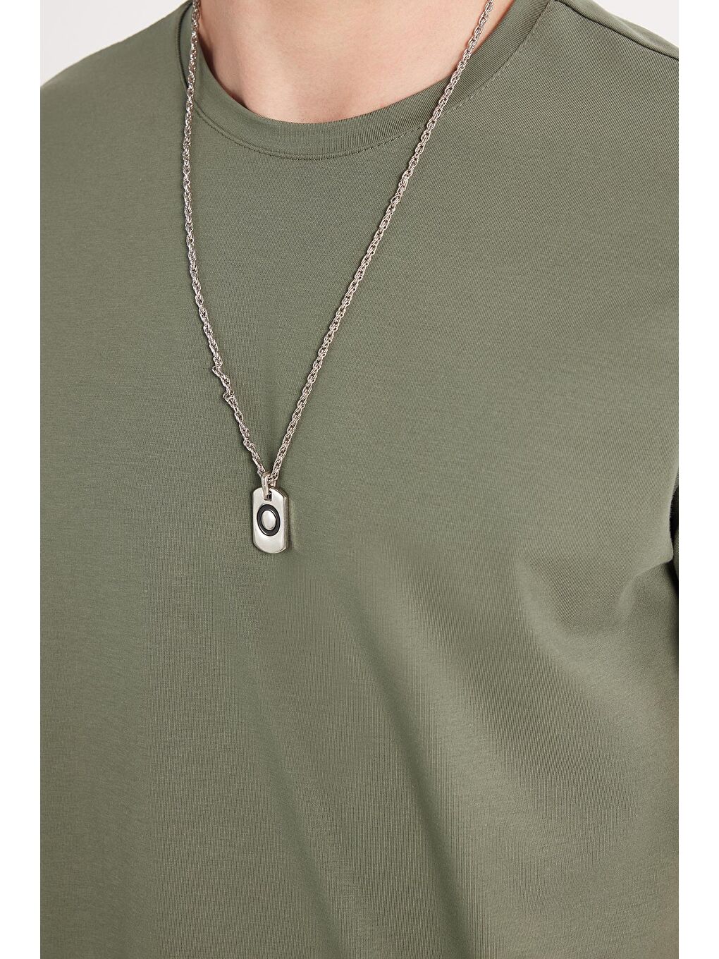 Erkek Slim Fit Dar Kesim Pamuklu Yumuşak Doku Elastanlı Esnek Kumaş Basic Yeşil Bisiklet Yaka Tişört-2