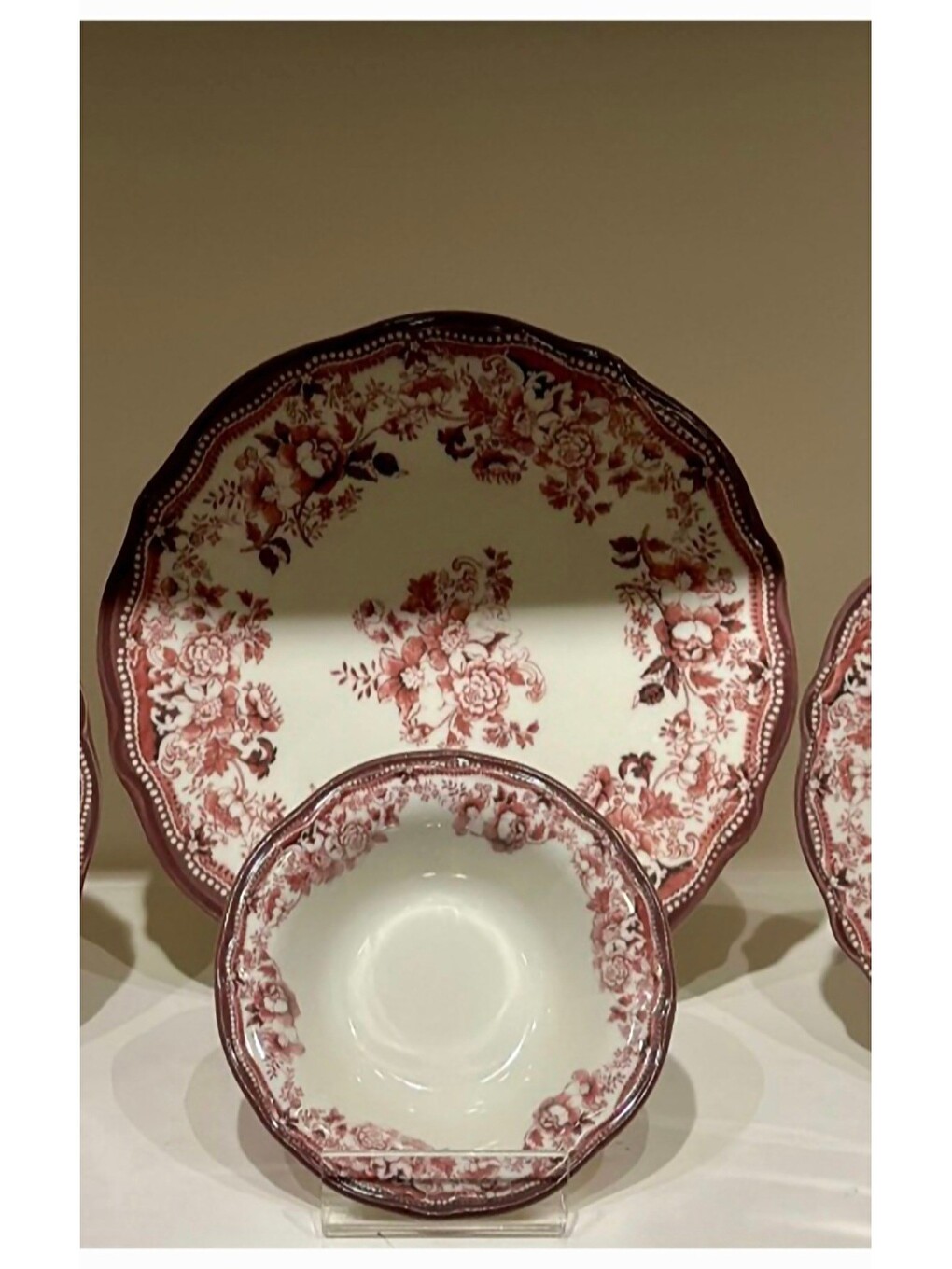 Beyaz Porselen Fulya Velour Maroon Yemek Takımı 6 Kişilik 24 Parça-4