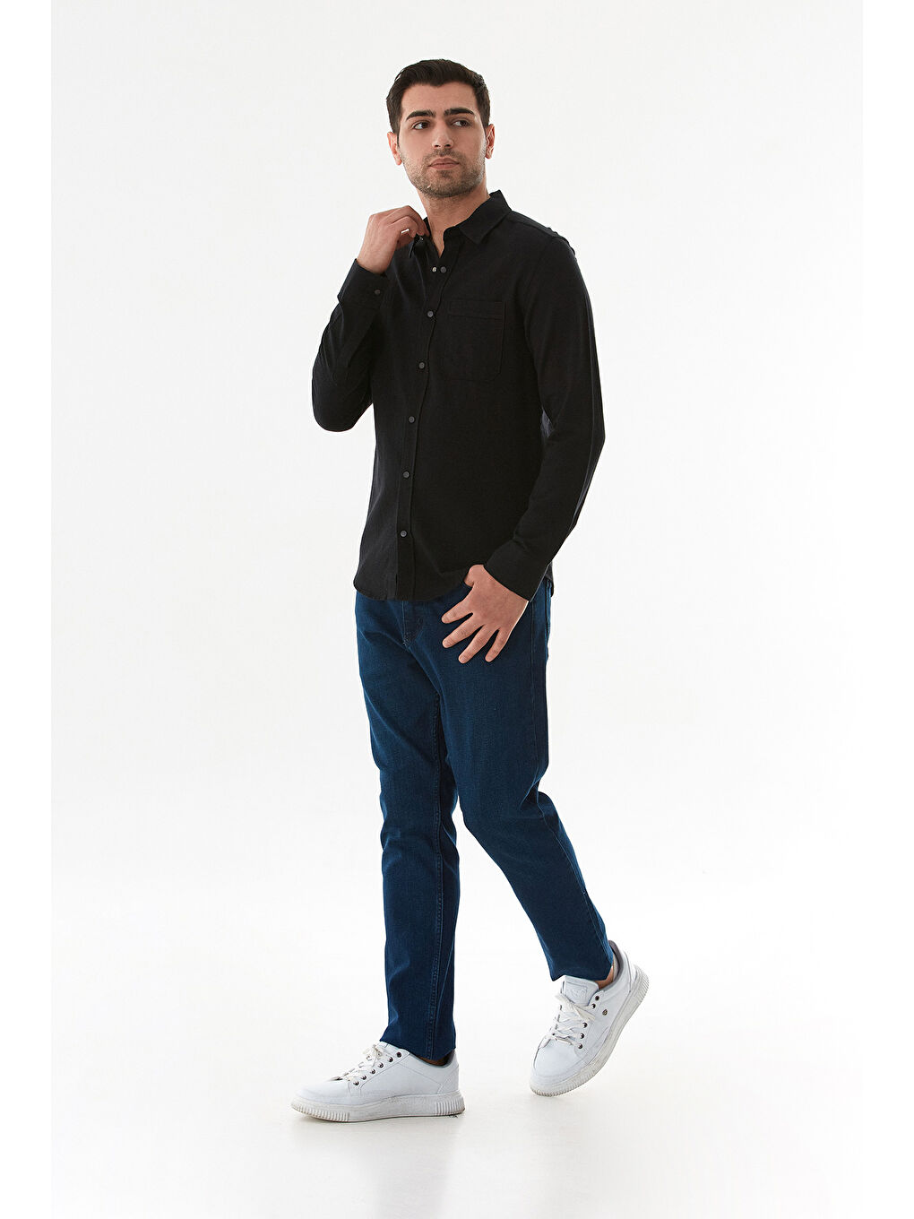 Siyah Basic Cepli Çıtçıtlı Büyük Beden Gömlek-4