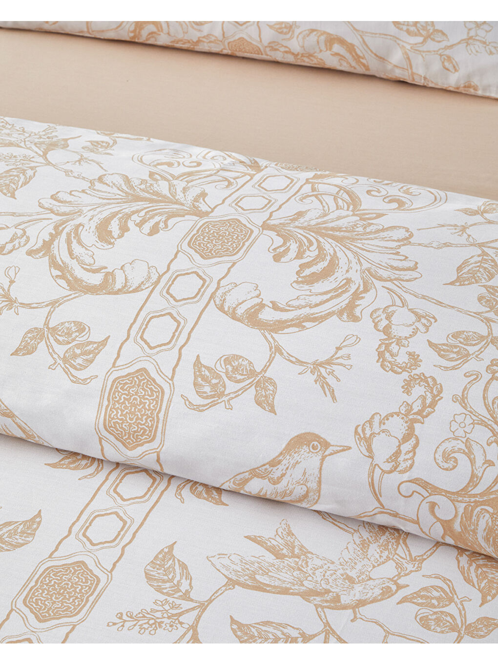 Sarı Dainty Bird Pamuk Saten Çift Kişilik Nevresim Takımı 200x220 cm Gold-3