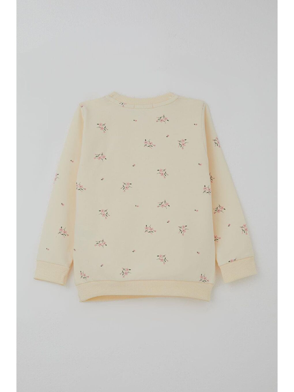 Ekru Kız Çocuk Taytlı Takım İspanyol Paça Çiçek Desenli Fiyonk Detaylı Krem (1.5-5 Yaş)-3