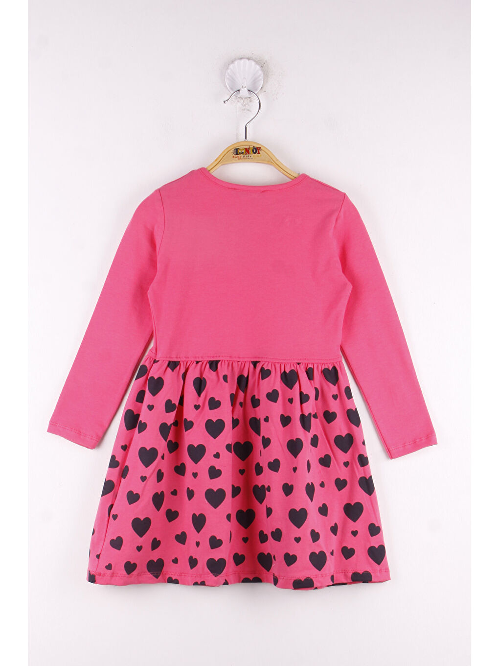 Fuşya Kız Çocuk Love Baskılı Elbise-1