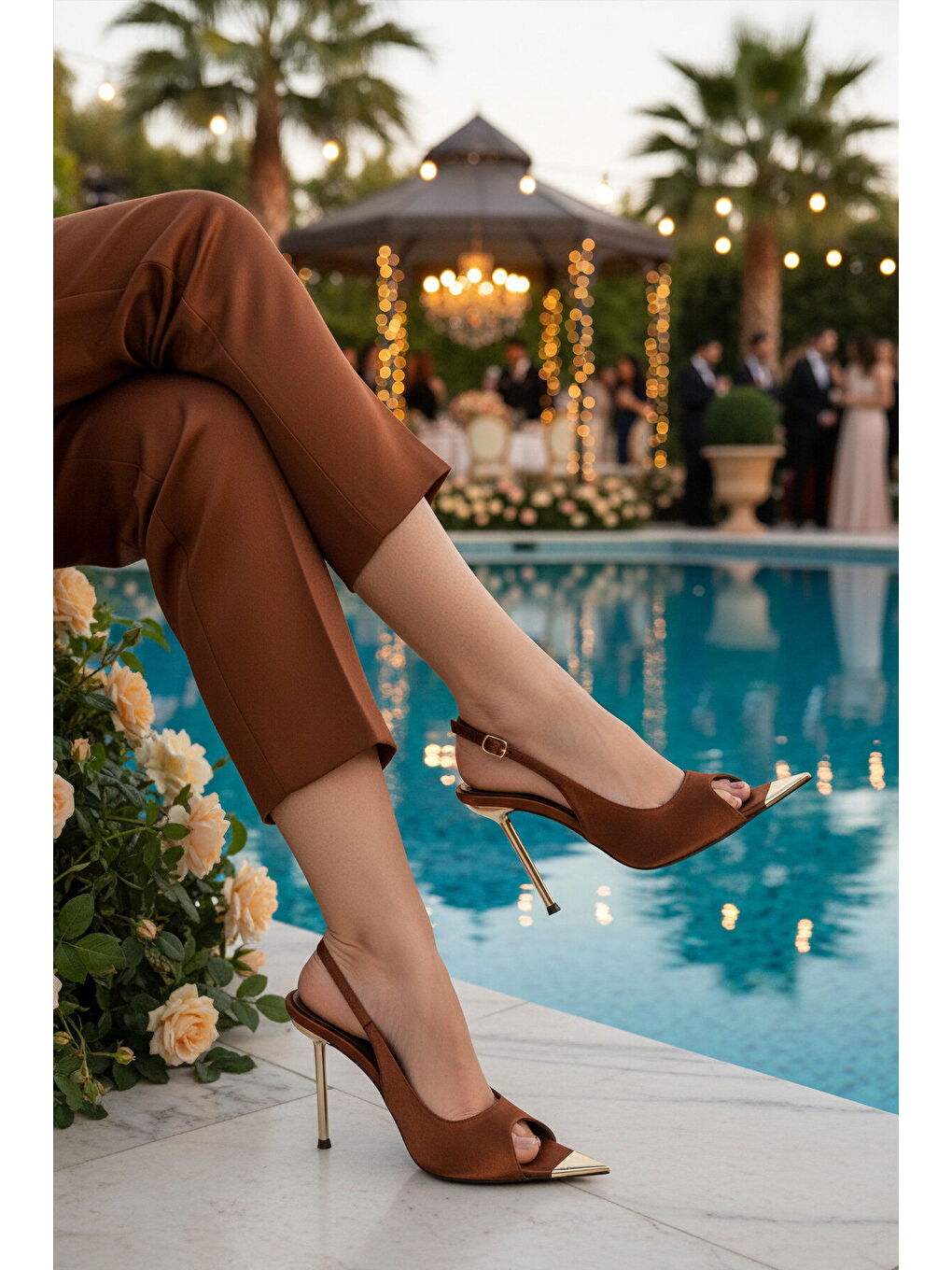 Kırmızı Bakır Saten İnce Uzun Topuklu Kadın Abiye Ayakkabı 618512 Z-2