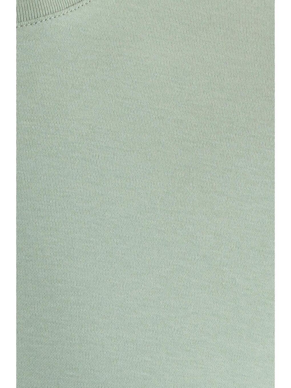 Unisex Relax Fit Rahat Kesim %100 Pamuk Yumuşak Dokulu Hafif Kalın Yeşil Bisiklet Yaka Tişört-5