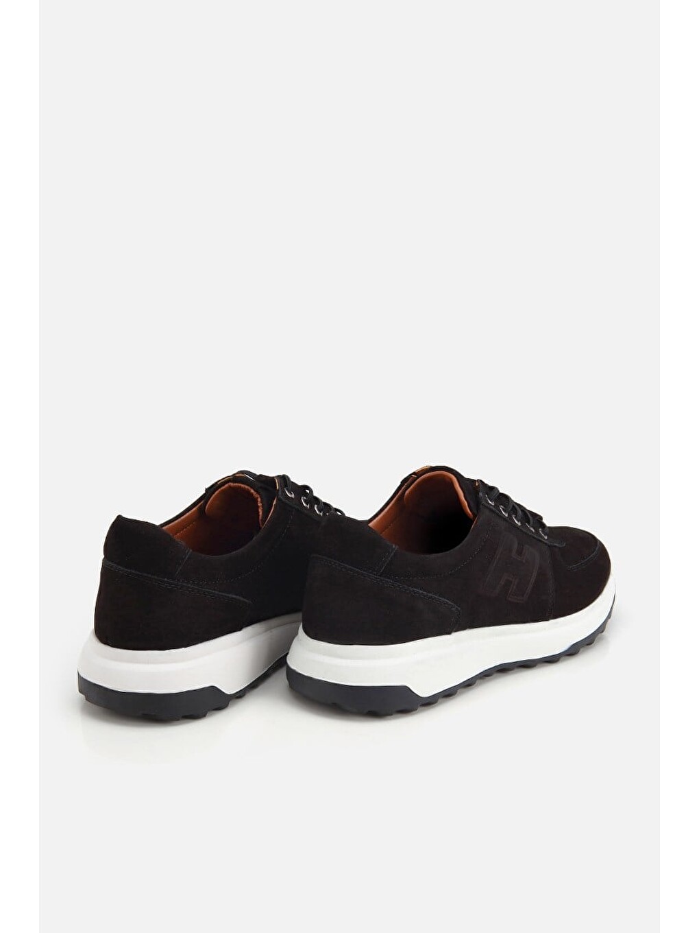 Erkek Siyah Nubuk Deri Bağcık Detaylı Sneaker-3