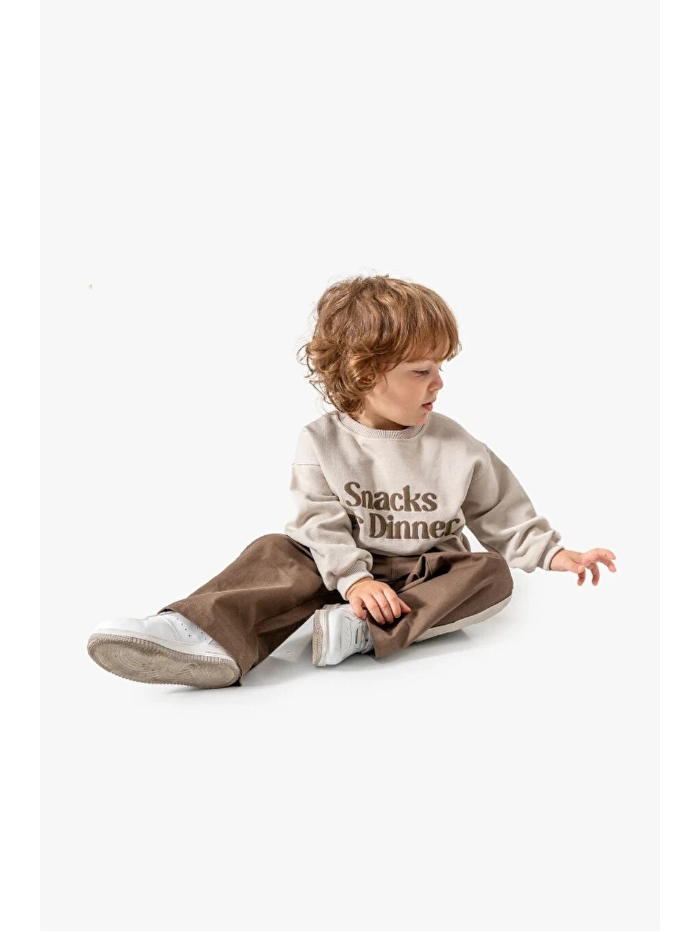 Kahverengi Sweatshirt ve Pantolon İkili Çocuk Kombini 9078-1
