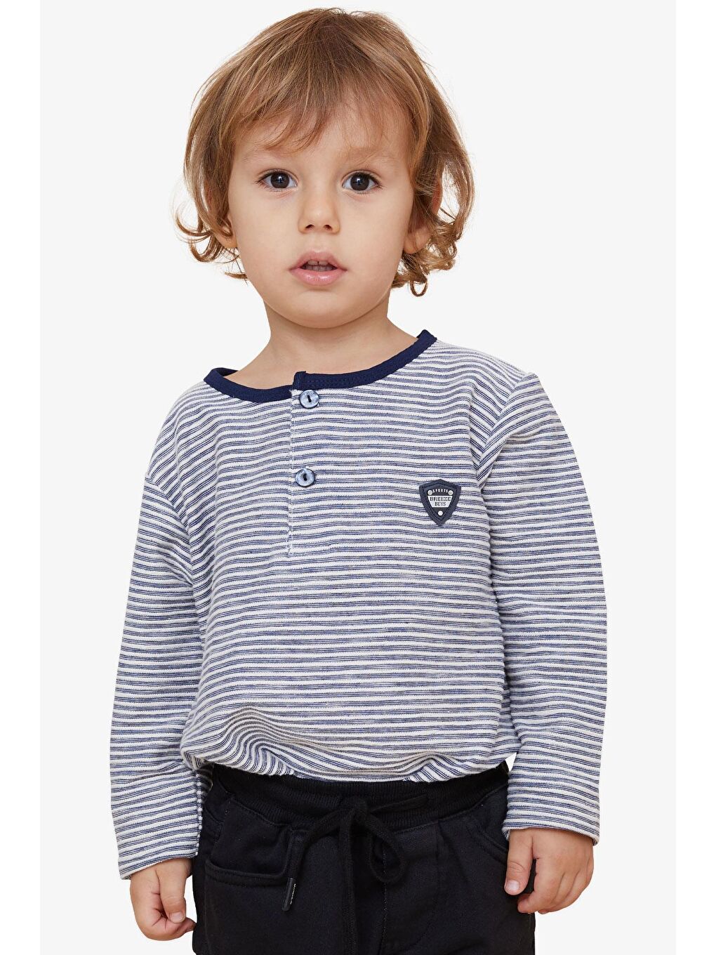 Erkek Çocuk Uzun Kollu Tişört Çizgili Karışık Renk (8 Yaş)