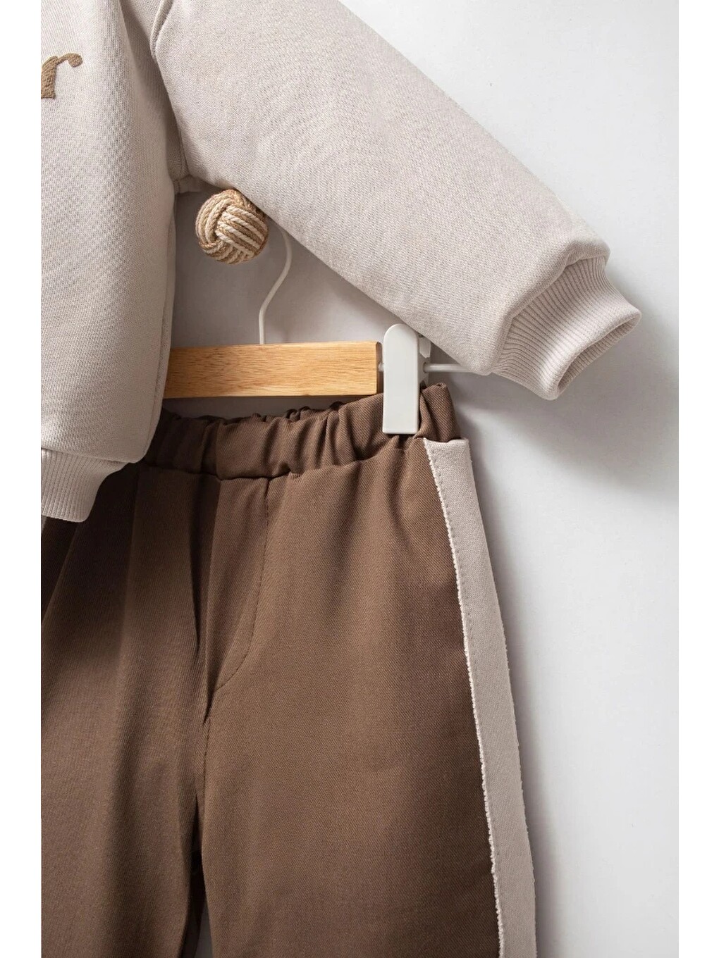 Kahverengi Sweatshirt ve Pantolon İkili Çocuk Kombini 9078-4