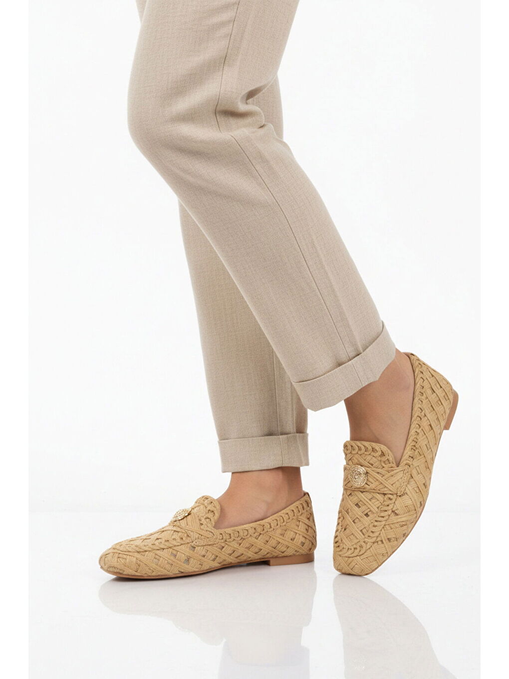 Bej Vizon Anorak Hafif Esnek Kadın Babet Ayakkabı 666157 Z