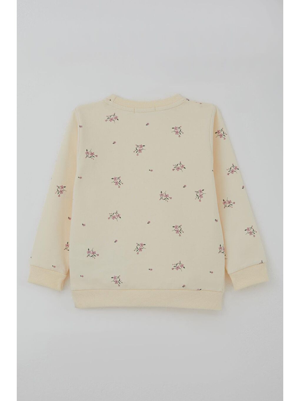 Ekru Kız Çocuk Taytlı Takım İspanyol Paça Çiçek Desenli Fiyonk Detaylı Krem (1.5-5 Yaş)-6