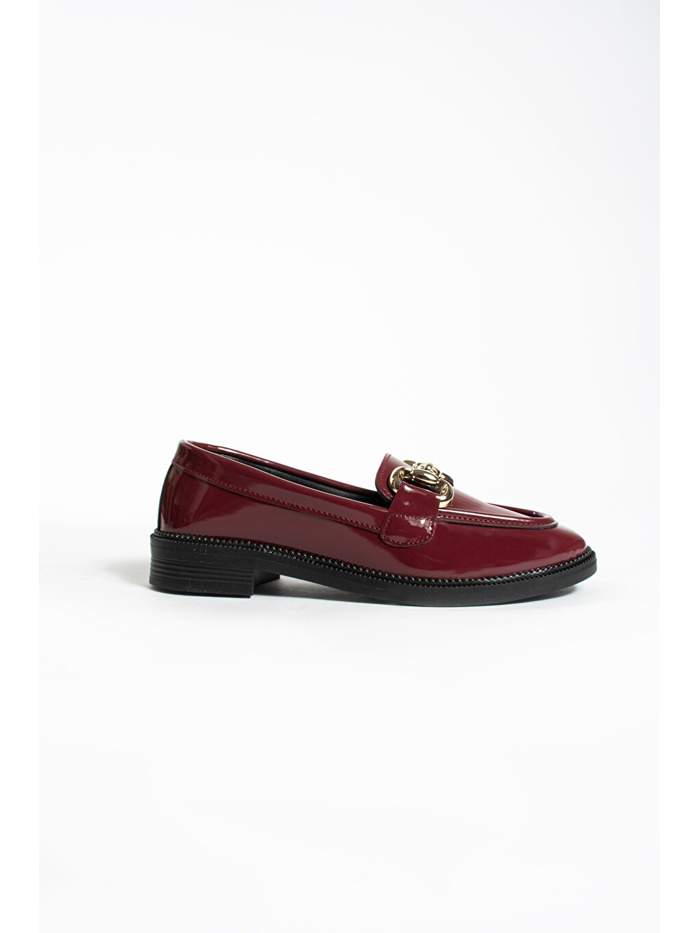 Bordo Jane Kadın Loafer Makosen Casual Toka Detay Günlük Ayakkabı-4