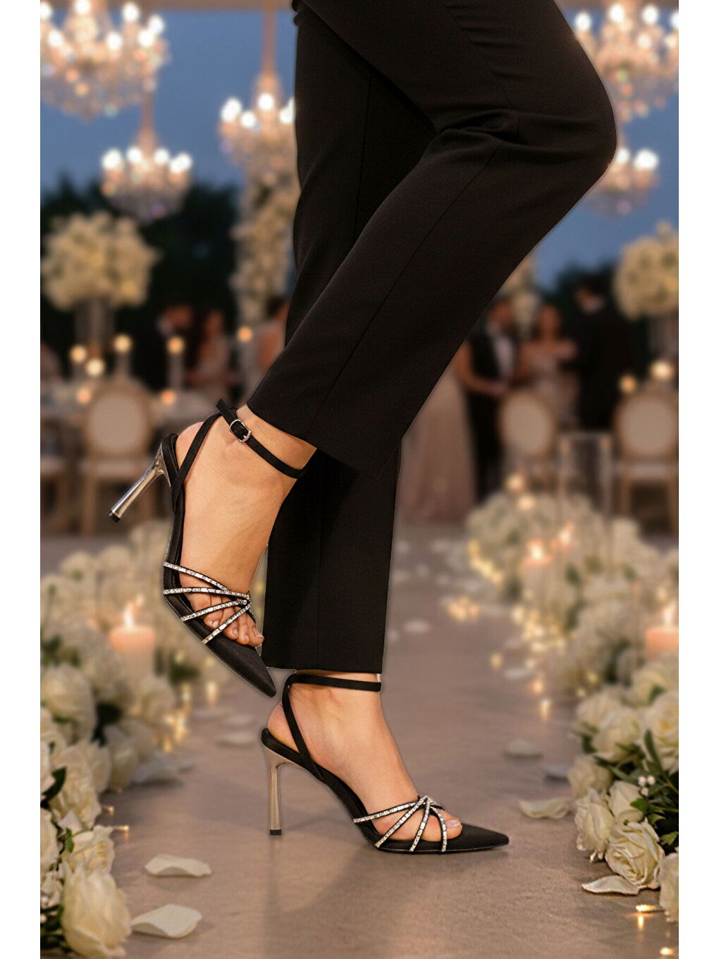 Siyah Kadın İnce Topuklu Özel Davet Abiye Ayakkabı 681137 Z-2