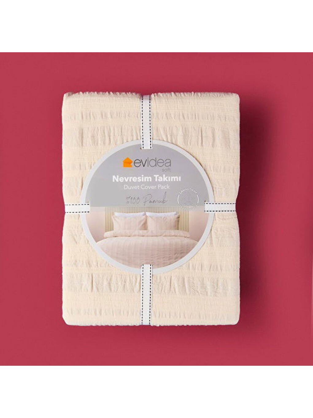 Ekru Soft Raye Çift Kişilik Nevresim Takımı - Krem-2