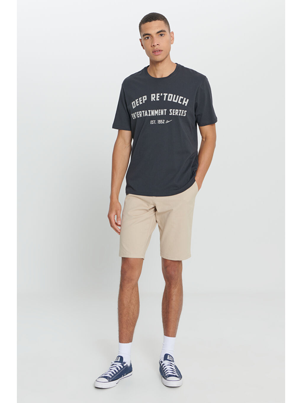 Erkek Siyah Comfort Fit Rahat Kesim %100 Pamuk Baskılı Yumuşak Dokulu Bisiklet Yaka Tişört