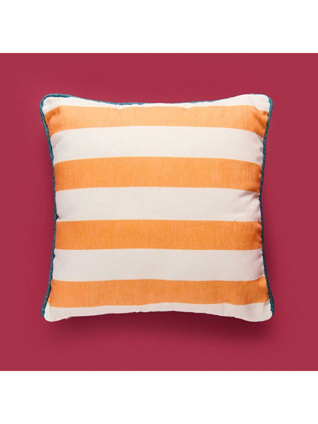 Kahverengi Soft Nautical Fun Çizgili Kırlent - Hardal / Yeşil - 40x40 cm-3