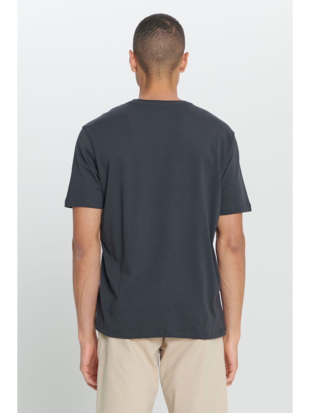 Erkek Siyah Comfort Fit Rahat Kesim %100 Pamuk Baskılı Yumuşak Dokulu Bisiklet Yaka Tişört-4