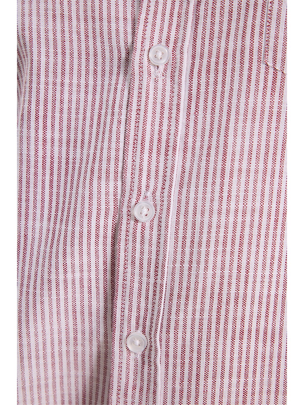 Erkek Slim Fit Dar Kesim %100 Pamuk Düğmeli Yaka Çizgili Uzun Kollu Cepli Keten Efektli Bordo Gömlek-7
